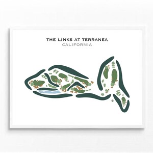 The Links à Terranea, Californie | Carte du parcours de golf, carte du golf, cadeau golfeur pour lui, mise en page de la carte de score, cadeau petit ami golfeur, impression d'art sans cadre