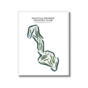 Shuttle Meadow Country Club, Connecticut / Mapa del campo de golf, regalos de golf para él, amante del golf / Impresión artística estilo acuarela sin marco