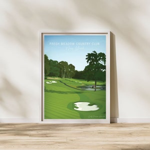 Fresh Meadow Country Club, Nowy Jork | Plakat Signature Hole Golf, Dekoracje golfowe, Prezent sportowy dla taty, Prezent dla miłośników golfa, Prezent na rocznicę golfa