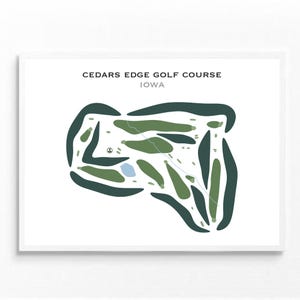 Parcours de golf Cedars Edge, Iowa | Carte du parcours de golf, décoration, carte du golf, cadeau golfeur pour lui, carte de pointage, cadeau petit ami golfeur, impression d'art sans cadre