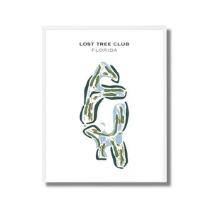 Lost Tree Club, Florida | Golfbaankaart, golfkaart, golfer cadeau voor hem, scorecardlay-out, cadeau golfer vriendje, kunstdruk INGELIJST