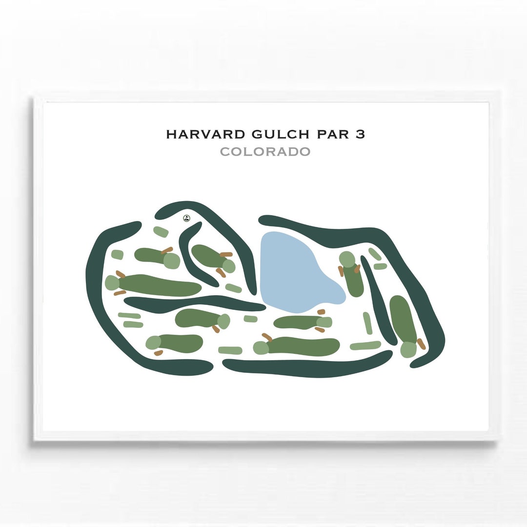 Harvard Gulch Par 3, CO Golf Course Map, Golf Map, Golfer Gift for Harvard Gulch Par 3, CO Golf Course Map, Golf Map, Golfer Gift for