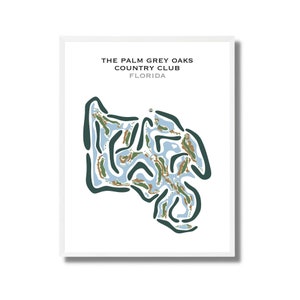 The Palm Grey Oaks Country Club, Florida | Golfbaankaart, golfkaart, golfer cadeau voor hem, scorecard, cadeau golfer vriendje, kunstdruk INGELIJST