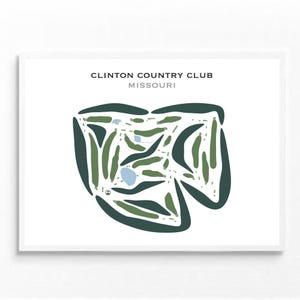 Country Club de Clinton, Missouri | Carte du parcours de golf, carte du golf, cadeau golfeur pour lui, mise en page de la carte de score, cadeau petit ami golfeur, impression d'art sans cadre