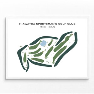 Hiawatha Sportsman's Golf Club, MI / Mapa del campo de golf, decoración, regalo de golfista para él, diseño de tarjeta de puntuación, regalo de novio golfista, impresión artística SIN MARCO