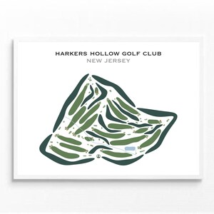 Harkers Hollow Golf Club, NJ / Mapa del campo de golf, mapa de golf, regalo de golfista para él, diseño de tarjeta de puntuación, regalo de novio golfista, impresión artística SIN MARCO