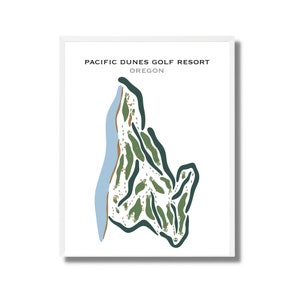 Pacific Dunes Golf Resort, OR kunst aan de muur | Golfbaankaart wordt afgedrukt, cadeau vader vaderdag, golfdecor herdenkingscadeau, verjaardagscadeau golf papa