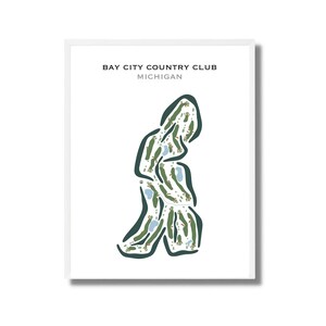 Country Club de Bay City, Michigan | Carte du parcours de golf, carte du golf, cadeau golfeur pour lui, mise en page de la carte de score, cadeau petit ami golfeur, impression d'art sans cadre