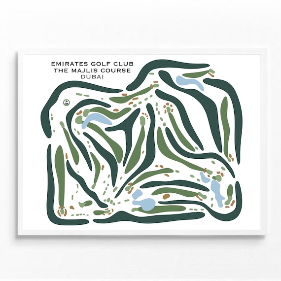 Emirates Golf Club the Majlis Course Dubai Golf Course Map Etsy