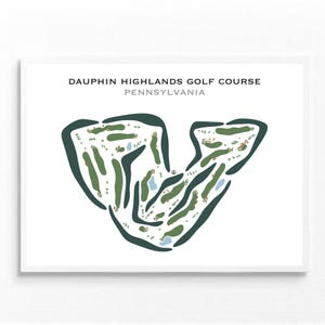 Campo de golf Dauphin Highlands, PA / Mapa del campo de golf, Mapa de golf, Regalo de golfista para él, Diseño de tarjeta de puntuación, Regalo de novio golfista, Impresión artística SIN MARCO