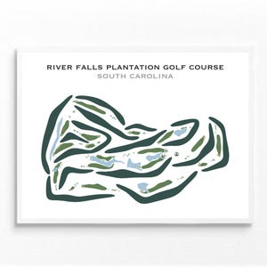 Campo de golf River Falls Plantation, SC / Mapa del campo de golf, Mapa de golf, Regalo de golfista para él, Diseño de tarjeta de puntuación, Regalo de novio golfista