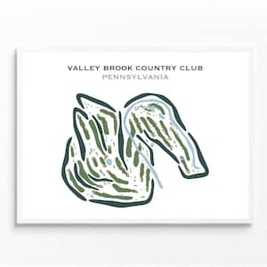 Valley Brook Country Club, Pennsylvania | Golfbaankaart, golfkaart, golfer cadeau voor hem, scorecardlay-out, cadeau golfer vriendje, kunstprint INGELIJST