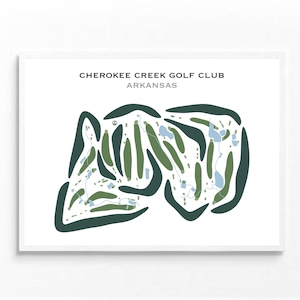 Cherokee Creek Golf Club, AR | Golfbaankaart, golfkaart, golfer cadeau voor hem, scorecardlay-out, cadeau golfer vriendje, kunstdruk INGELIJST
