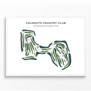 Falmouth Country Club, MA | Kunstdruck, Golf Karte, Golf Karte, Landkarte, Score Karte, Landkarte, Golf Karte, Kunstdruck UNGERAHMT, für Sie und Ihn