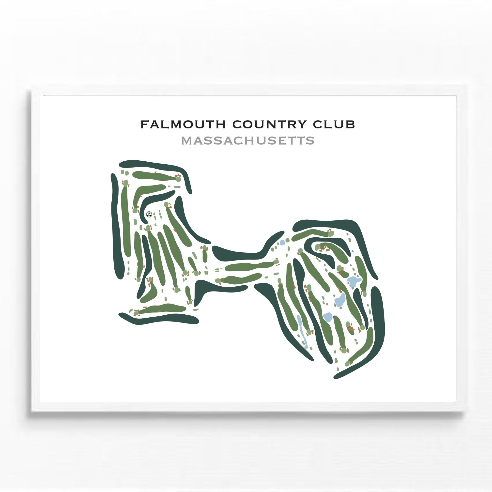 Falmouth Country Club, MA Golf Course Map Wall Art, Golfer Lover Gift For Him, Housewarming Gift, Sport Lover Gift, Man Cave Home Decor