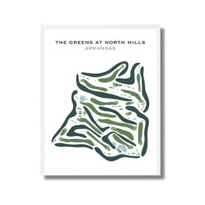 The Greens At North Hills, Arkansas, Golf Platz Karte, Golf Kunst für die Wand, Benutzerdefinierte Karte vom Golf, Golf Thema Kunstwerk, Golf Geschenke für den Mann