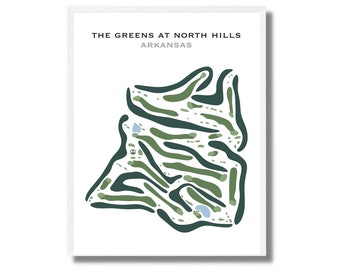 The Greens At North Hills, Arkansas, Golf Course Map, Golf Art for Wall, Golf Course Custom Map, Golf Theme Artwork, Golf Gifts for Husband