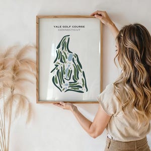Yale Golf Course, Connecticut Wall Art | Golf Course Map, Golfer Dad Gift For Him, Golfer Boyfriend Gift, Golfing Art Print, Golf Lover Gift