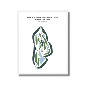River Pointe Country Club, parcours blanc, IN | Carte du terrain de golf, cadeau golfeur pour lui, carte de pointage, cadeau petit ami golfeur, impression d'art sans cadre