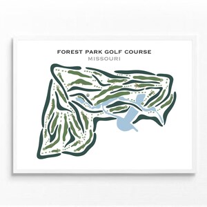 Campo de golf Forest Park, MO / Mapa del campo de golf, mapa de golf, regalo de golfista para él, diseño de tarjeta de puntuación, regalo de novio golfista, impresión artística SIN MARCO