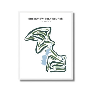 Campo de golf Greenview, Illinois / Mapa del campo de golf, Mapa de golf, Regalo de golfista para él, Diseño de tarjeta de puntuación, Regalo para novio golfista, Impresión artística SIN MARCO