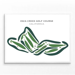 Zaca Creek Golf Course, California, Golf Course Print, Golf Décor, Golf Gift for Him, Personalized Gift, Birthday Gift, Custom Golf Map