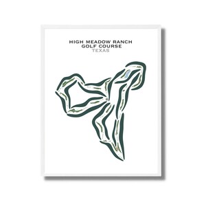 High Meadow Ranch-golfbaan, Texas | Golfbaankaart, golfkaart, cadeau golfer, scorecardlay-out, cadeau golfer vriendje, kunstdruk INGELIJST