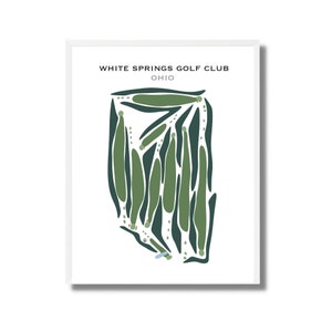 Golf Club Prints- White Springs Ohio Golf Course Map | Golf Course poster For Walls | Watercolor Golf Course Layout Prints | Gift For Golfer