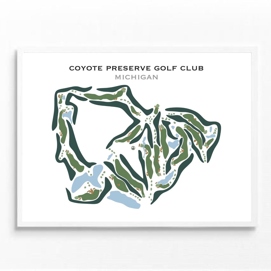Golf Club Prints- Coyote Preserve Michigan Golf Course Map | Golf ...