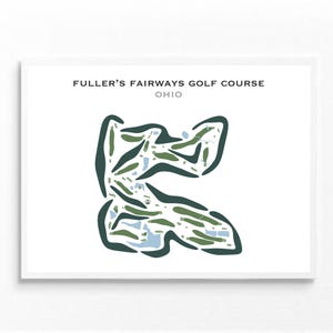 Campo de golf Fuller's Fairways, OH / Mapa del campo de golf, Mapa de golf, Regalo de golfista para él, Diseño de tarjeta de puntuación, Regalo de novio golfista, Impresión artística SIN MARCO