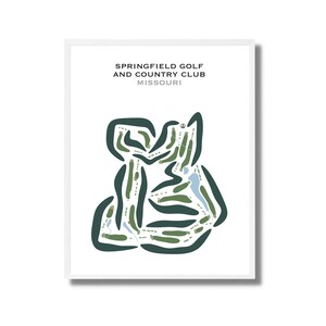 Springfield Golf & Country Club, Missouri | Carte du parcours de golf, carte du golf, cadeau golfeur pour lui, mise en page de la carte de score, cadeau golfeur BF, impression d'art sans cadre