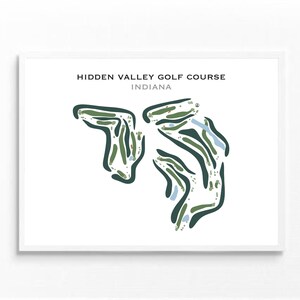 Hidden Valley-golfbaan, IN | Golfbaankaart, golfkaart, golfer cadeau voor hem, scorecardlay-out, cadeau golfer vriendje, kunstprint INGELIJSTE