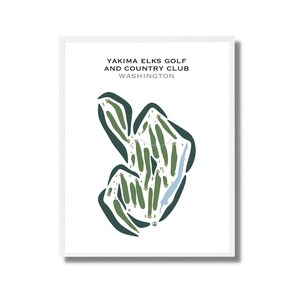 Yakima Elks Golf & Country Club, Washington | Carte du parcours de golf, carte du golf, cadeau golfeur pour lui, carte de pointage, cadeau petit ami golfeur, impression d'art sans cadre