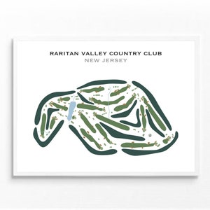 Raritan Valley Country Club, New Jersey | Golfbaankaart, decor, golfer cadeau voor hem, scorecardlay-out, cadeau golfer vriendje, kunstdruk INGELIJST