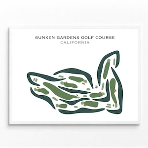 Sunken Gardens Golf Platz, CA | Kunstdruck, Golf Karte, Golf Karte, Golf Karte, Score Karte, Golf Karte, Kunstdruck UNGERAHMT, für Sie und Ihn