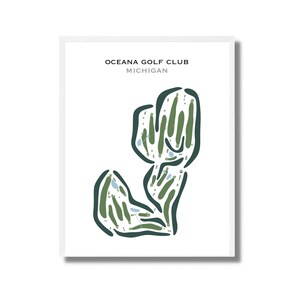 Oceana Golf Club, Michigan / Mapa del campo de golf, mapa de golf, regalo de golfista para él, diseño de tarjeta de puntuación, regalo de novio golfista, impresión artística SIN MARCO