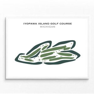 Parcours de golf Iyopawa Island, Michigan | Carte du parcours de golf, carte du golf, cadeau golfeur pour lui, mise en page de la carte de score, cadeau petit ami golfeur, impression d'art sans cadre