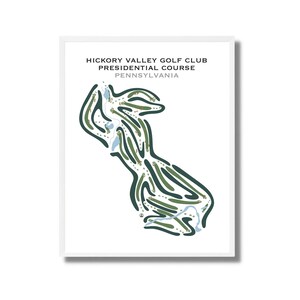 Hickory Valley Golf Club Presidential Course, Pennsylvania | Golfbaankaart, golfkaart, scorecardlay-out, cadeau golfer vriendje, kunstdruk INGELIJSTE