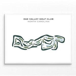 Oak Valley Golf Club, NC | Golfbaankaart, golfkaart, golfer cadeau voor hem, scorecardlay-out, cadeau golfer vriendje, kunstdruk INGELIJST