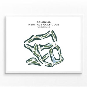 Club de golf Colonial Heritage, VA / Mapa del campo de golf, decoración, regalo de golfista para él, diseño de tarjeta de puntuación, regalo de novio golfista, impresión artística SIN MARCO
