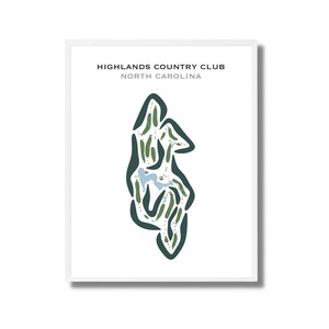 Highlands Country Club, Carolina del Norte / Mapa del campo de golf, Mapa de golf, Regalo para golfista, Diseño de tarjeta de puntuación, Regalo para novio golfista, Lámina artística sin marco