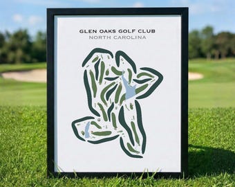 Club de golf Glen Oaks, Carolina del Norte / Mapa del campo de golf, Mapa de golf, Regalo para golfista, Diseño de tarjeta de puntuación, Regalo para novio golfista, Decoración con lámina artística