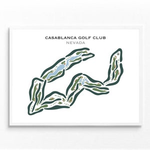 Golf Club Prints - Casablanca Navada Golf Platz Karte | Kunstwerk für Bürowände | Denkwürdiges Geschenk für Golf-Liebhaber | Ungerahmter Druck