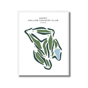 Glücklicher hohler Countryklub, IA | Kunstdruck, Kunstdruck, Golf Karte, Golf Karte, Score Karte, Golf Karte, Landkarte, Golf Karte, Kunstdruck UNGERAHMT