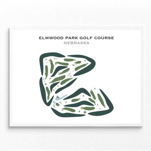 Campo de golf Elmwood Park, NE / Mapa del campo de golf, Mapa de golf, Regalo para golfista, Diseño de tarjeta de puntuación, Regalo para novio golfista, Lámina artística sin marco