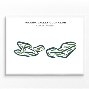 Yucaipa Valley Golf Club, Californië | Golfbaankaart, golfkaart, golfer cadeau voor hem, scorecardlay-out, cadeau golfer vriendje, kunstdruk INGELIJST