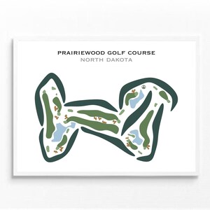 Campo de golf Prairiewood, ND / Mapa del campo de golf, Mapa de golf, Regalo de golfista para él, Diseño de tarjeta de puntuación, Regalo para novio golfista, Impresión artística SIN MARCO