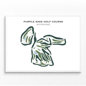 Purple Sage Golf Club, Evanston, Wyoming, Einzigartige Aquarell Golf Platz Karte, Golf Büro Dekor Geschenk, Geschenke für Golfer, Golf Geschenk für Ihn