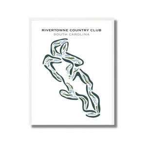 Rivertowne Country Club, Carolina del Sur, mapa del campo de golf, regalo de decoración de golf para él, diseño de tarjeta de puntuación, minimalista, impresión artística de golf SIN MARCO