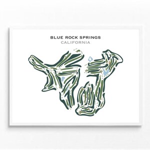 Blue Rock Springs, Californie | Carte du parcours de golf, carte du golf, cadeau golfeur pour lui, mise en page de la carte de score, cadeau petit ami golfeur, impression d'art sans cadre